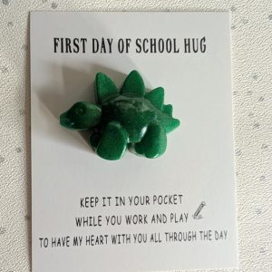 First day of school green resin dinosaur pocket hug
