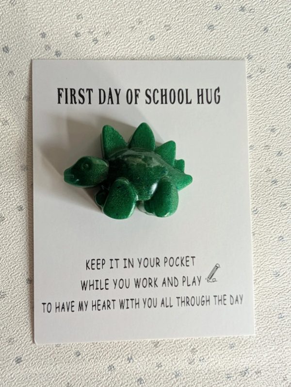 First day of school green resin dinosaur pocket hug