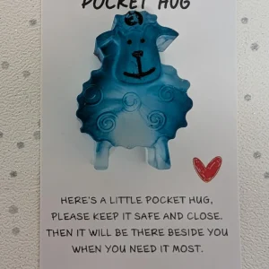Blue resin sheep pocket hug
